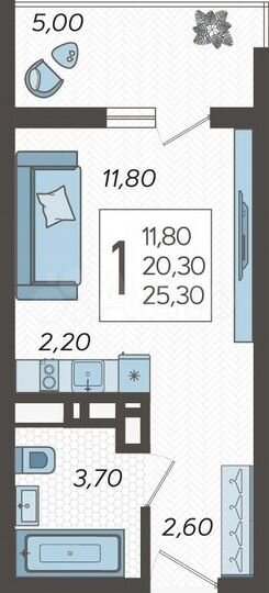 Квартира-студия, 25,3 м², 7/10 эт.