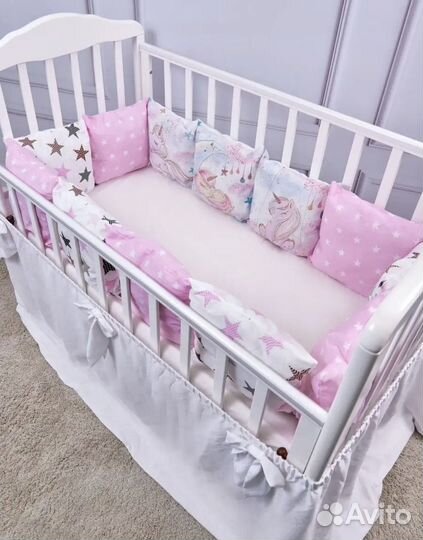 Бортики в детскую кроватку, подушечки