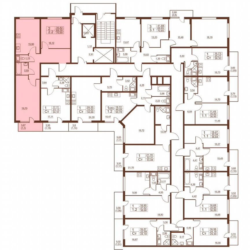 2-к. квартира, 70,7 м², 8/11 эт.