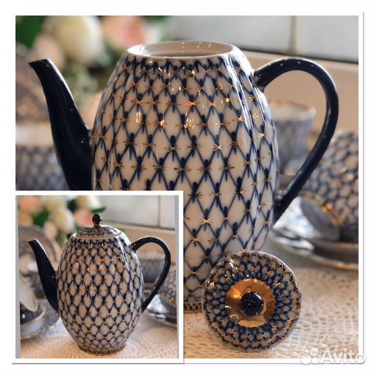 Сервиз кофейный/кобальтовая сетка/ лфз