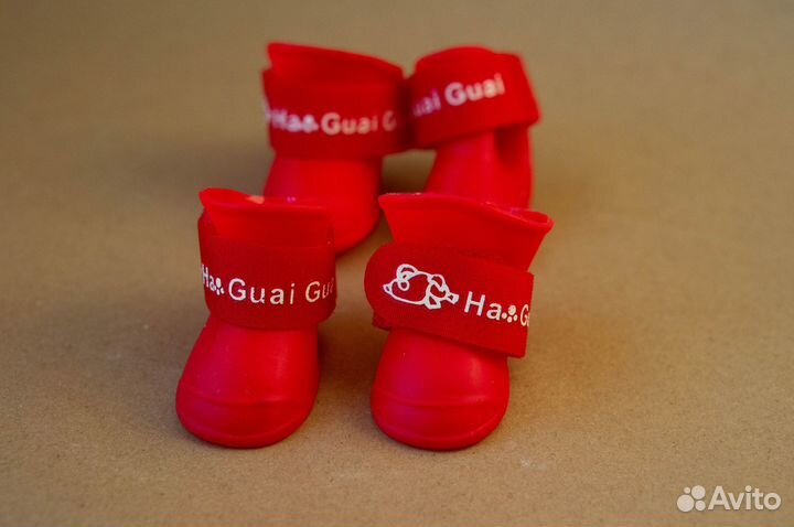 Красные ботиночки для собак резиновые обувь