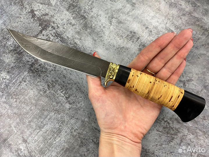 Нож для туризма и рыбалки верон 2-1, дамасская ста