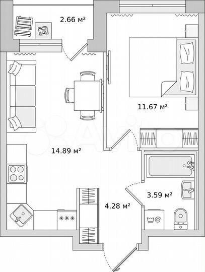 1-к. квартира, 34,2 м², 15/21 эт.