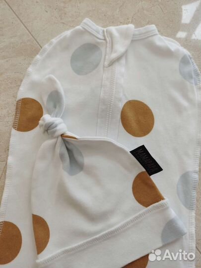 Конверт для пеленания на замке с шапочкой