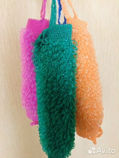 Мочалки ручной работы длина 37-39см без ручек