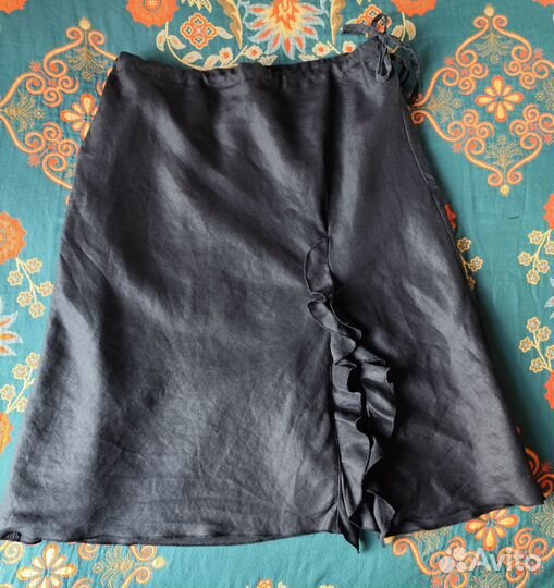Юбка черная лен hm 48 50