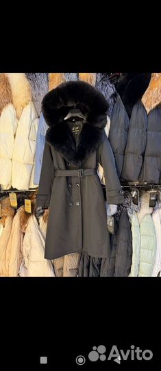 Тренч парка с натуральным мехом песца