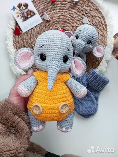 Вязаный набор слоников ручной работы