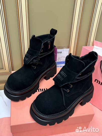 Ботинки зимние женские miu miu замша