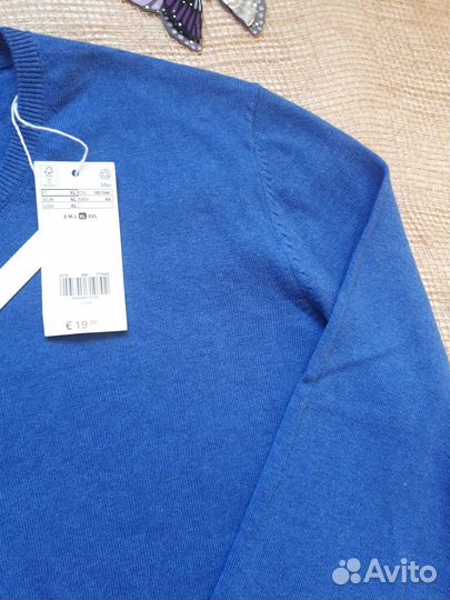 Свитер мужской джемпер 52-54 хлопок новый Италия