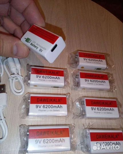 Аккумуляторные USB батарейки крона 9v