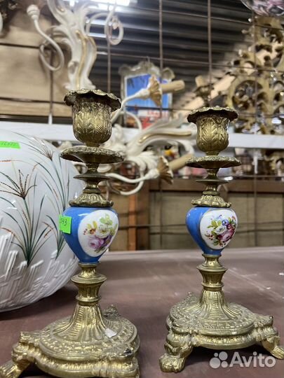 Бронзовый подсвечник антикварный.2шт.Франция