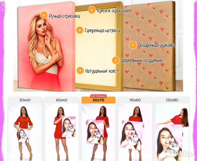 Портрет по фото 30на40 см