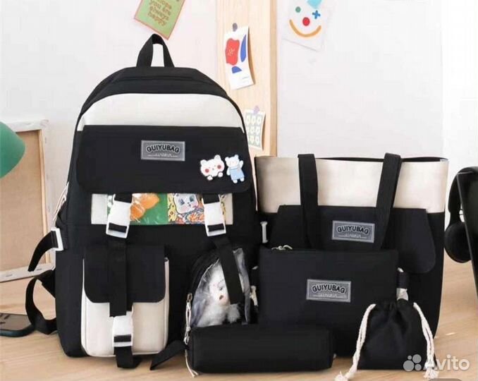 Рюкзак школьный для девочки новый 4 в 1