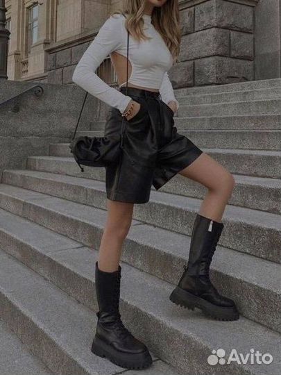 Шорты экокожа