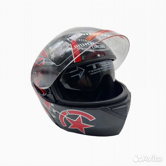 Мотошлем concord FL-103 черный/красный (трансформе