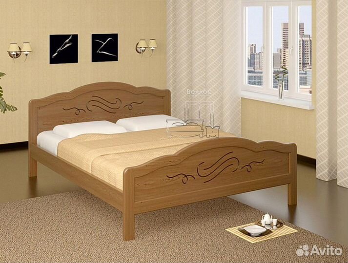 Двуспальная кровать деревянная массив