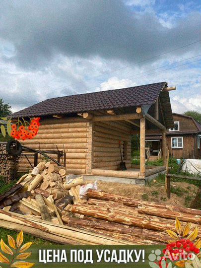 Сруб бани из бревна ручной рубки не бруса 6x6