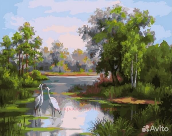 Картина по номерам 40x50 Журавли