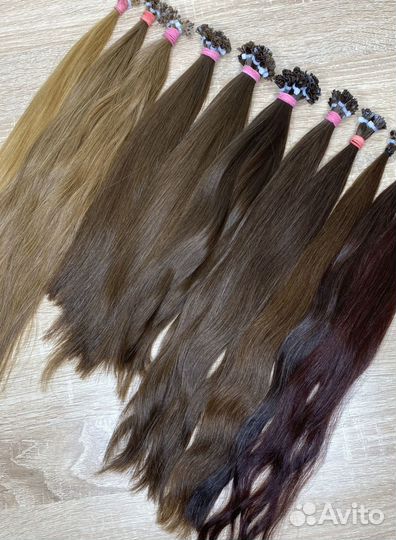 Славянские волосы на mini капсулах, блонд