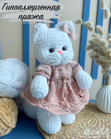 Вязаные игрушки Кошечка, вязаный кот