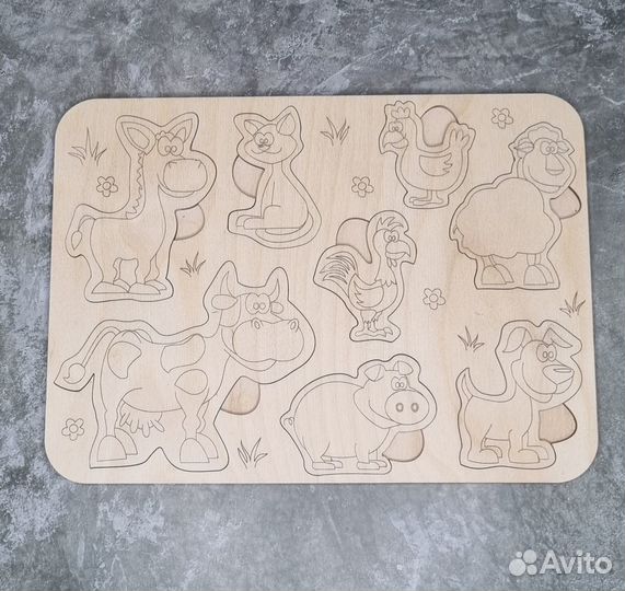 Пазл вкладыш раскраска фермерские животные