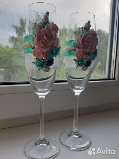 Свадебные бокалы (фужеры) ручной работы 2 шт