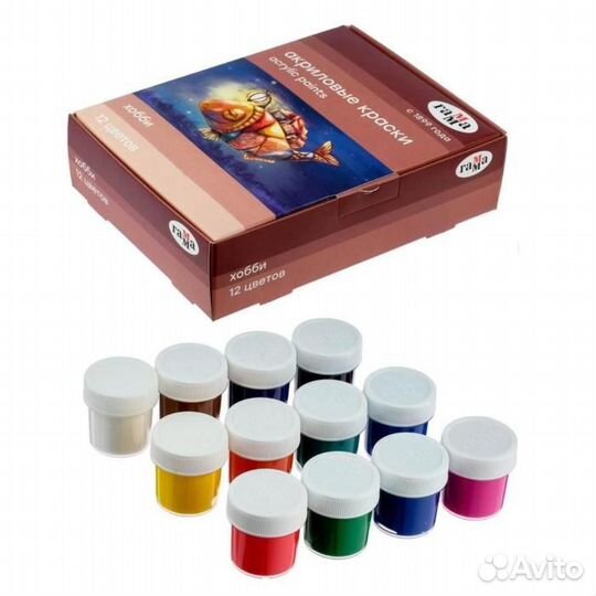 2 шт. Краска акриловая, набор 12 цветов х 20 мл, Г