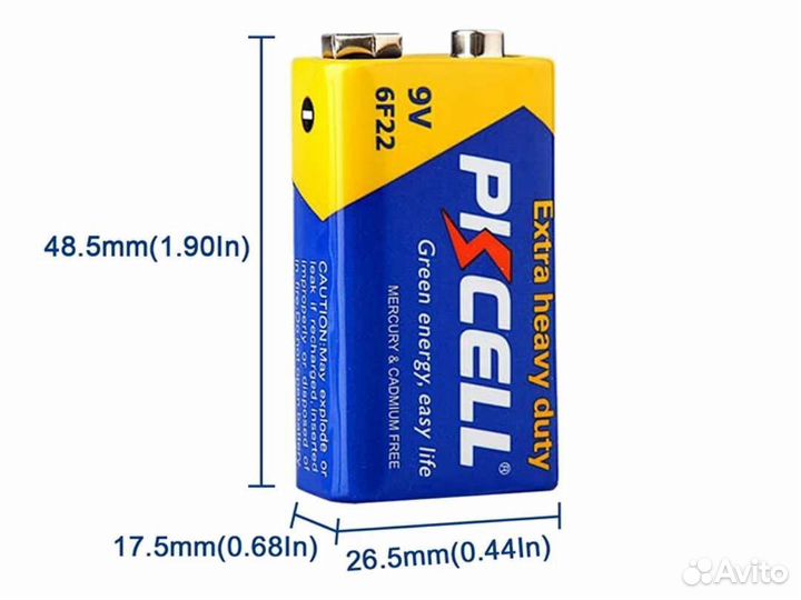 Батарейки pkcell CR2032 3V Таблетка; 6F22 9V Крона