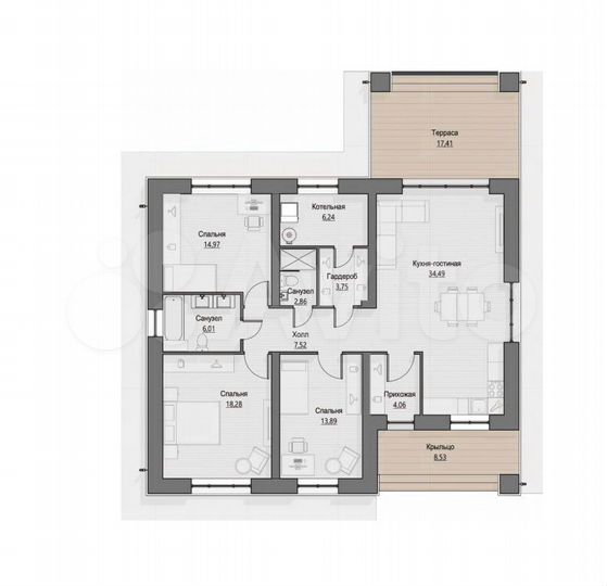 Дом 138 м² на участке 8 сот.