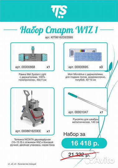 Проф. набор для влажной уборки TTS офис,магазин