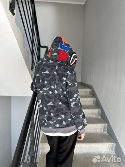 Толстовка, худи спортивная серая A Bathing Ape