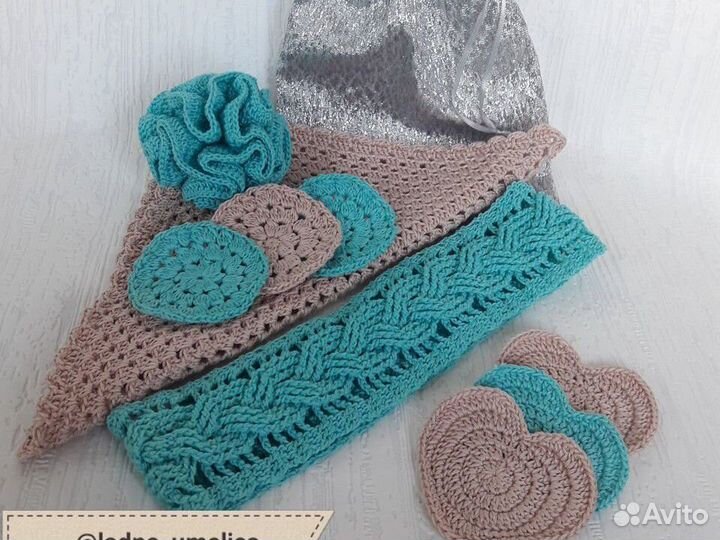 Мочалка и салфетки спа-набор новый