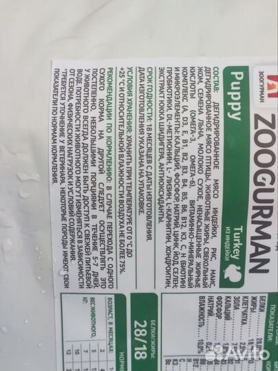 Zoogurman корм для щенков мелких и средних