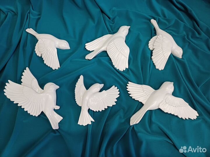 Декор на стену/ стая птиц/ барельеф/ панно