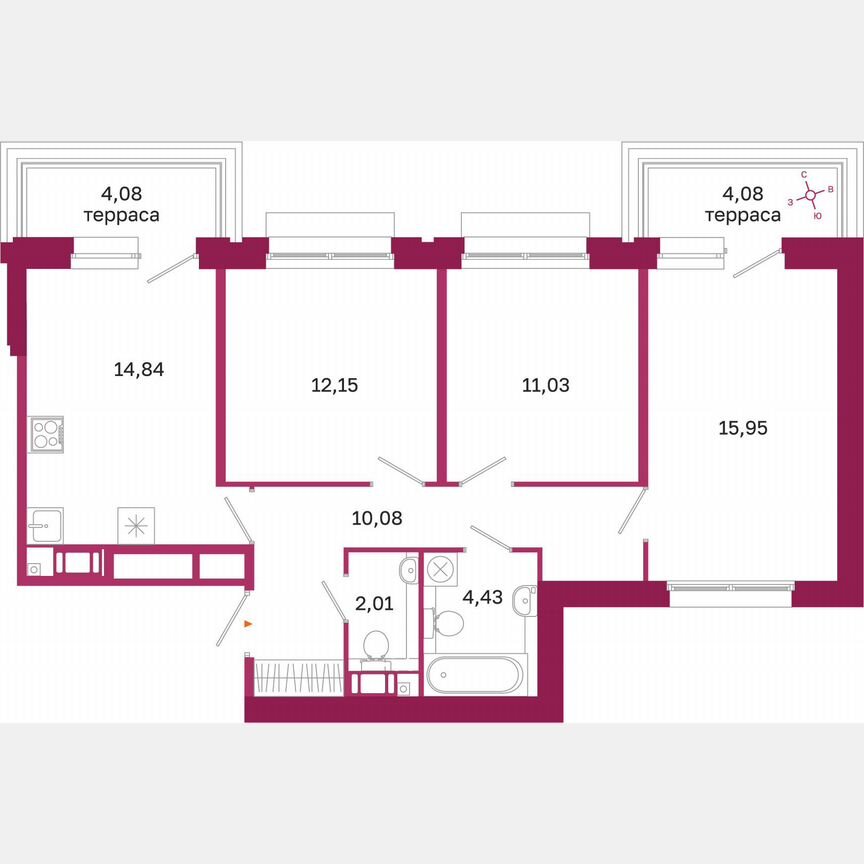 3-к. квартира, 72,9 м², 10/10 эт.