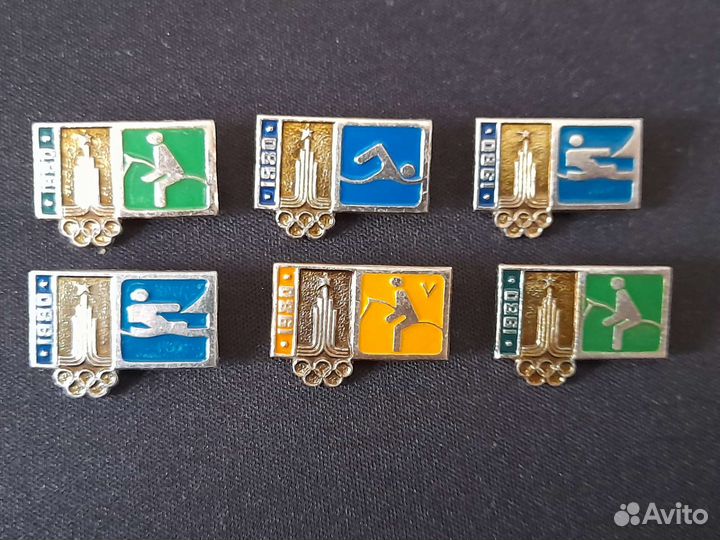 Набор редких значков, олимпиада 1980г, 11 шт