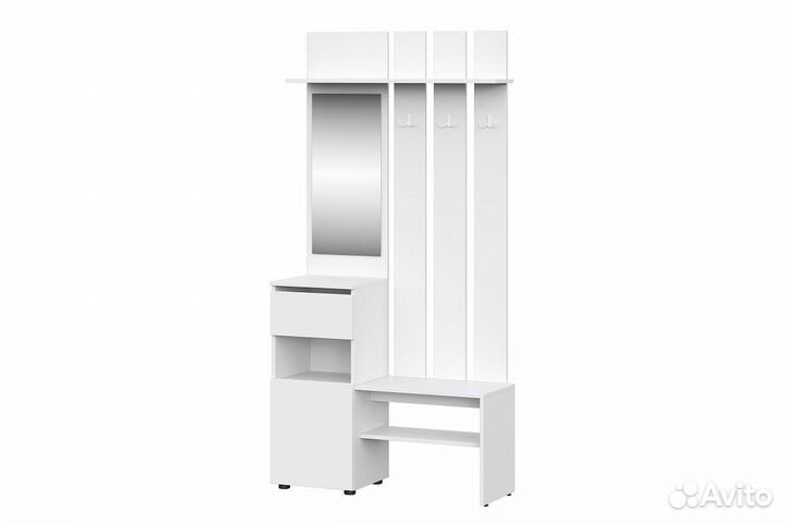 Прихожая Токио вешалка с зеркалом Белый 100х200