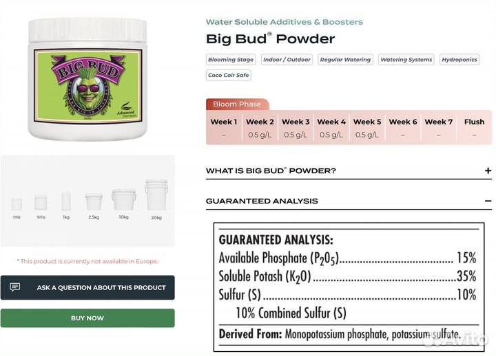 Удобрение (порошок) Advanced Big Bud 130гр