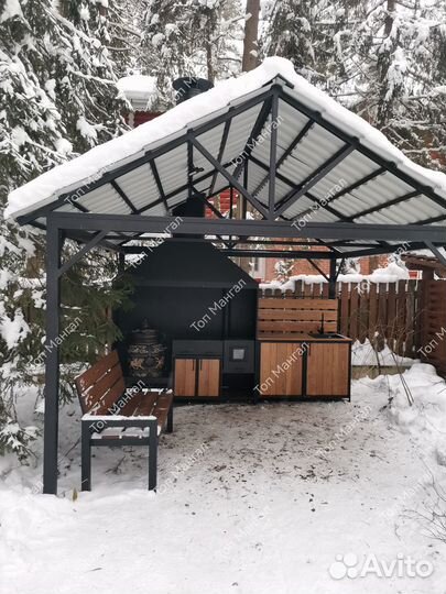 Мангальная зона с крышей