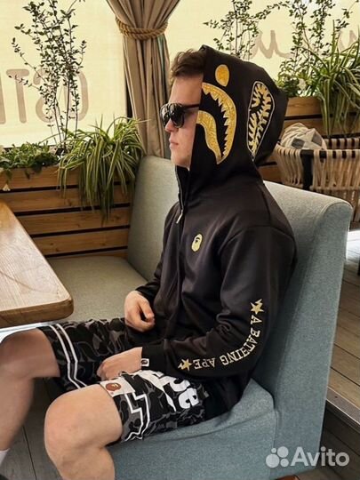 Зипка bape golden black худи Бэйп золотая кофта