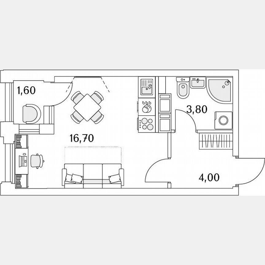 Квартира-студия, 33,2 м², 11/13 эт.