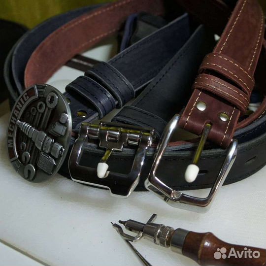 Ремень кожаный ручной работы