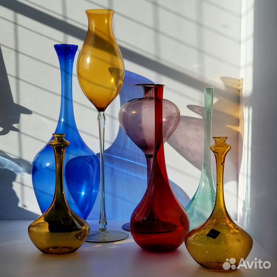 Вазы из цветного стекла ручное выдувание