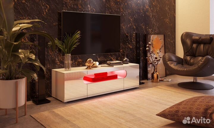 Тумба под телевизор белая