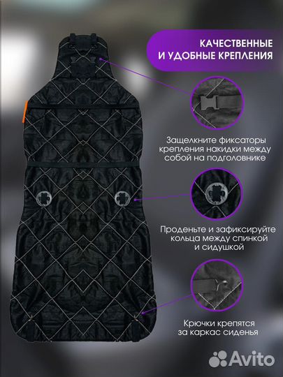 Меховые накидки,экомутон,чёрный,силикон,весь салон