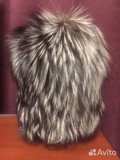 Шапка из чернобурки вязаная