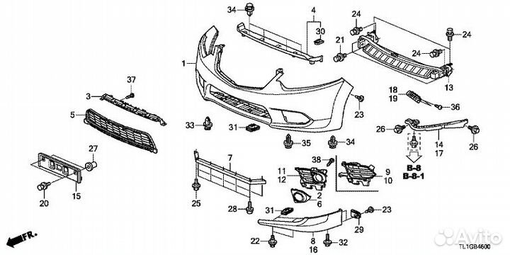 Кронштейны переднего бампера Honda Accord 8