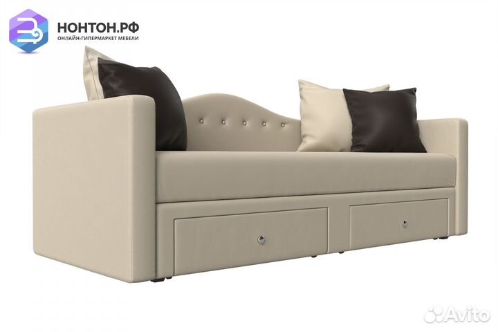 Детский прямой диван Дориан экокожа бежевый / кори