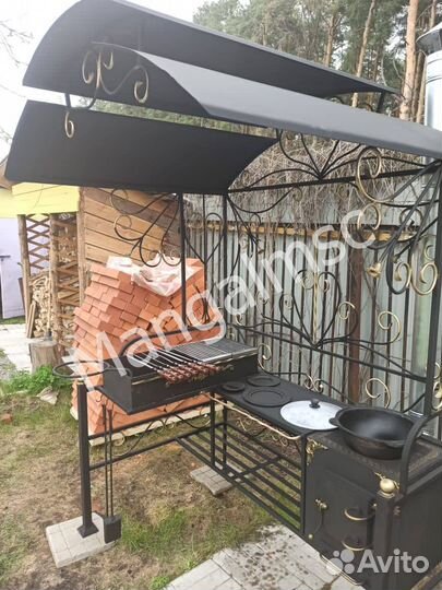 Мангал с печью под казан